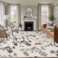 thumbnail image 1 of Black Grey Botanical Area Rugs 8'x10', Small Throw Rugs for Living Room Patio, Rustic Country Spring Floral Summer Leaf Indoor Outdoor Rug Non-Slip Low Pile Carpet Runner Reversible Floor Mats, 1 of 8
