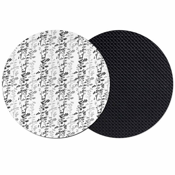 Black Grey Botanical Coasters Set of 2, Absorbent Coasters for Drinks, Spring Floral Summer Farmhouse Coaster for Desk Coffee Table Protection, Home Decor House Warming Gifts 4"