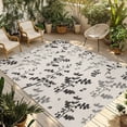 thumbnail image 1 of Black Grey Botanical Outdoor Rug for Patio/Deck/Porch, Non-Slip Large Area Rug 5 x 7 Ft, Rustic Country Spring Floral Summer Leaf Indoor Outdoor Rugs Washable Area Rugs, Camping Rug Carpet Runner, 1 of 8