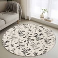 thumbnail image 1 of Black Grey Botanical Round Area Rug 4ft, Rustic Country Spring Floral Summer Leaf Washable Non-Slip Circle Rugs for Bedroom Living Room Kitchen, Soft Non Shedding Circle Carpet for Dining Room Dorm, 1 of 9