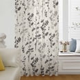 thumbnail image 1 of Black Grey Botanical Sheer Curtains 72 Inches Long for Living Room/Bedroom, Rustic Country Spring Floral Summer Leaf Rod Pocket Voile Kitchen Curtains & Drapes Window Treatment 1 Panel, 52"W x 72"L, 1 of 8