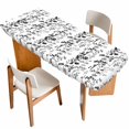 thumbnail image 1 of Black Grey Botanical Table Cloths for 8 Foot Rectangle Tables, Spring Floral Summer Farmhouse Patio Waterproof Elastic Fitted Tablecloths, Washable Rectangular Table Cover for Camping, 1 of 8