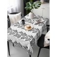 thumbnail image 1 of Black Grey Botanical Tablecloth Rectangle Table Cloths 54x108, Waterproof Tablecloth Outdoor Table Cloth, Pastoral Spring Summer Leaf Aesthetics Washable Table Cover for Kitchen Dinning Party, 1 of 8