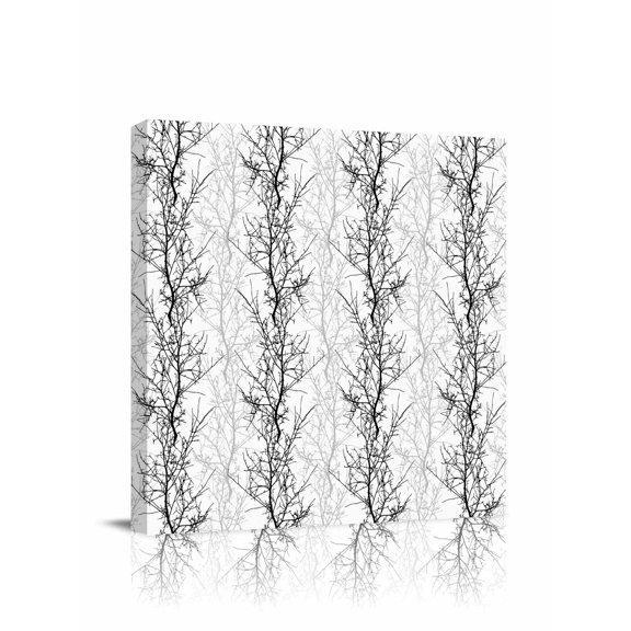 Black Grey Canvas Wall Art, Tree Branch Framed Wall Decor Modern Artwork Prints Painting for Living Room, Bedroom, Kitchen & Cafe Decor 8x8 Inch