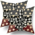 thumbnail image 1 of Black Grey Dark Red Christmas Pillow Covers 20x20 Set of 2 Rustic Xmas Holiday Decoration Polka Dots Print Decorative Pillowcases Winter Gift Throw Cushion Case Decor for Couch Sofa Bed, 1 of 1