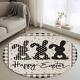 thumbnail image 1 of Black Grey Easter Round Area Rug 3.3Ft Washable Circle Rugs for Dining Room Table, Polka Dot Bunny Spring Vintage Plaid Checkered Non-Slip Carpet Floor Mats Indoor Outdoor Carpet Runner Home Decor, 1 of 8