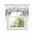 thumbnail image 1 of Black Grey Eucalyptus Leaves Kitchen Curtains Swag Valance for Windows/Bathroom/Cafe, Spring Summer Botanical Floral Rod Pocket Drape Panel Swag Curtains Valance for Bedroom/Living Room 56"x36", 1 of 6