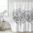 thumbnail image 1 of Black Grey Eucalyptus Leaves Waterproof Shower Curtain, Large 72"x84" Washable Polyester Fabric Shower Curtains for Bathroom, Spring Summer Botanical Floral Decorative Bathtub Curtain Sets with Hooks, 1 of 9