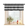 thumbnail image 1 of Black Grey Farmhouse Striped Curtain Valance for Windows/Living Room/Kitchen/Bathroom/Café, Short Rod Pocket Tier Curtain Window Panel Modern Geometric Lines Simple Stripes Topper Curtain 54''x18'', 1 of 6