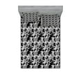 thumbnail image 1 of Black and Grey Fitted Sheet & Pillow Sham Set, Stain Like Camouflage Pattern in Gloomy Greyscale Tones, Decorative Printed 6 Piece Bedding Decor Set, Calking, Charcoal Grey Grey, by Ambesonne, 1 of 3