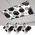 thumbnail image 1 of Black Grey Fluorescent Light Covers, Geometric Gold White Hexagon Modern Magnetic Light Covers for Ceiling Lights, Fluorescent Ceiling Shade Filters for Classroom Bedroom Office 4x2Ft x 3PCS, 1 of 8