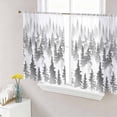 thumbnail image 1 of Black Grey Forest Semi Sheer Window Curtains 45 Inches Long, Contemporary Silhouette Abstract Art Rod Pocket Voile Silky Chiffon Curtain Light Filtering Drapes for Living Room, 52"x45", 2 Panels, 1 of 9