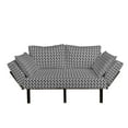 thumbnail image 1 of Black and Grey Futon Couch, Monotone Diagonal Rectangle Geometric Shapes Pattern on Black Background, Daybed with Metal Frame Upholstered Sofa for Living Dorm, Loveseat, Black and Grey, by Ambesonne, 1 of 4