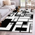thumbnail image 1 of Black Grey Geometric Area Rug 4x6 FT, Non Slip Kids Room Carpet, Modern Abstract Art White Washable Soft Floor Carpet Non-Shedding Throw Rug for Dorm Kitchen Study Room Home Office Bedside, 1 of 9