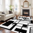 thumbnail image 1 of Black Grey Geometric Area Rug 5x7 FT, Non Slip Bedroom Throw Carpet, Modern Abstract Art White Washable Soft Floor Carpet Non-Shedding Rug for Dining Room Bedside Classroom Desk, 1 of 9