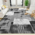 thumbnail image 1 of Black Grey Geometric Area Rug For Living Room Bedroom, Modern Luxury Abstract Carpet, Dining Room Non-Slip Indoor Rug Washable Soft And Comfortable Rug 5 x 8ft, 1 of 6
