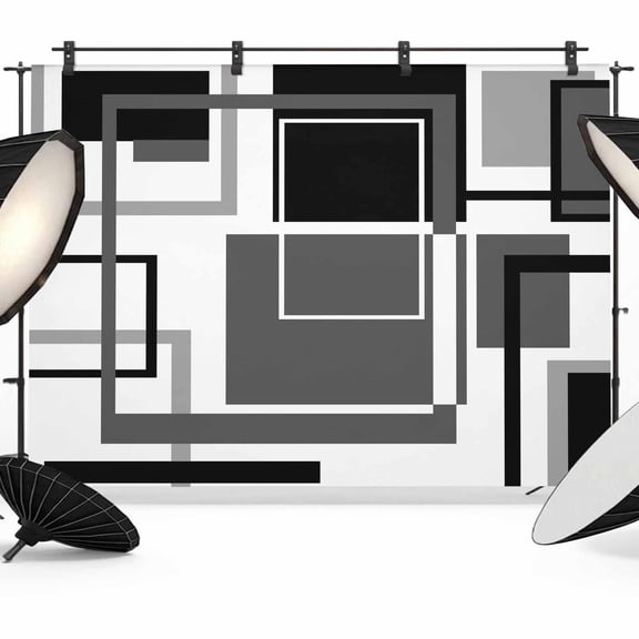 Black Grey Geometric Backdrop for Photoshoot, Photography Photo Studio Background Wall Backdrop, Gray Abstract Striped Art Back Drop Banner Panel for Portraits Wedding Live Streaming Decor 7x5Ft