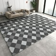 thumbnail image 1 of Black and Grey Geometric Checkered Area Rug 4x5ft Abstract Checkerboard Pattern Indoor Non-Slip Kids Rugs, Machine Washable Breathable Easy Care Carpet for Front Entrance Floor Decor, 1 of 7