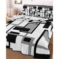 thumbnail image 1 of Black Grey Geometric Full Size Down Alternative Comforter, Lightweight Comforter Quilt Bedding Set with Pillow Shams Modern Abstract Art White All Seasons Bed Comforter Duvet Insert 78"x90", 1 of 7