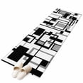 thumbnail image 1 of Black Grey Geometric Large Area Rugs for Bedroom Living Room, Soft Non Slip Carpet Bedside Rug, Modern Abstract Art White Rectangular Floor Cover Kitchen Accent Rug 2'x6' for Dining Room/Office, 1 of 9