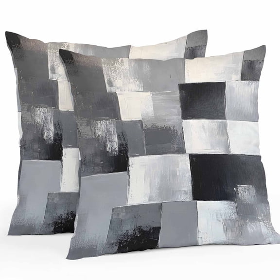 Black Grey Geometric Outdoor Pillow Covers Pack of 2 Modern Abstract Art Waterproof Throw Pillow Covers Decorative Cushion Cases for Patio Garden Tent Balcony Couch 16x16 inch