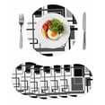 thumbnail image 1 of Black Grey Geometric Round Placemats Set of 6 for Dinning Tables,Heat-proof Braided Table Mats 13 Inch,Gray Abstract Striped Art Washable Place Mat for Kitchen Restaurant Party Decor Table Setting, 1 of 9