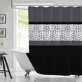 thumbnail image 1 of Black Grey Geometric Shower Curtain Sets with 12 Hooks,Modern Boho Farmhouse Bathroom Curtain,Water Repellent Polyester Fabric Abstract Bath Curtain Washable for Bathroom Decor 72x72in, 1 of 6