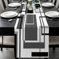 thumbnail image 1 of Black Grey Geometric Table Runner 72 Inches Long, Gray Abstract Striped Art Kitchen Coffee Dining Table Decoration for Home Party Birthday Wedding Home Decor 14x72 Inches, 1 of 8
