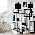 thumbnail image 1 of Black Grey Geometric Waterproof Shower Curtain, Large 72"x84" Washable Polyester Fabric Shower Curtains for Bathroom, Modern Abstract Art White Decorative Bathtub Curtain Sets with Hooks, 1 of 9