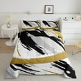 thumbnail image 1 of Black Grey Gold Bedding Set Twin Brush Strokes Oil Painting Comforter Set, Gradient Abstract Vintage Duvet Insert Ombre Graffiti Quilt Comforter, Contemporary Modern Bedding Comforters & Sets, 1 of 6