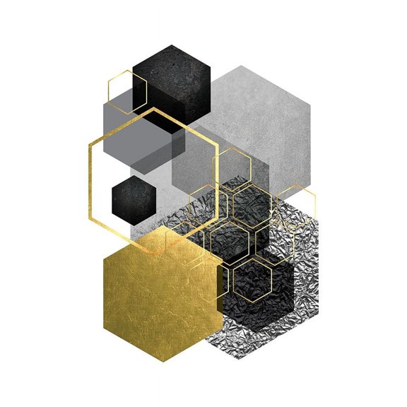 Black Grey Gold Geo 3 by Urban Epiphany (24 x 36)