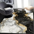 thumbnail image 1 of Black Grey Gold Marble Abstract Modern Aesthetic Area Rug For Living Room Bedroom Luxury Washable Carpet Under Dining Table Indoor Outdoor Floor Cover Rug Mat 5' x 6', 1 of 7
