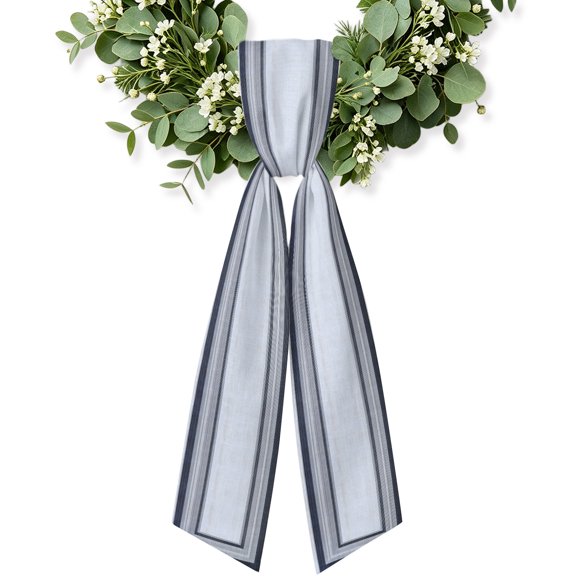 Black Grey Gradient Wreath Sash for Front Door, Gray White Square Geometric Wreath Bow Holiday Garland Ribbon Wreath Accessories for Home Yard Porch Doorway Fall Christmas Decorations Gifts