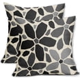 thumbnail image 1 of Black Grey Gray Pillow Covers 20x20 Set of 2 Geometric Art Flower Print Decorative Outdoor Pillowcases Modern Abstract Floral Farmhouse Throw Cushion Case Decor for Couch Sofa Bed, 1 of 6