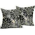 thumbnail image 1 of Black Grey Gray Pillow Covers 20x20 Set of 2 Modern Dahlia Floral Decorative Outdoor Pillowcases Geometric Art Flower Farmhouse Throw Cushion Case Decor for Couch Sofa Bed, 1 of 1