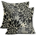 thumbnail image 1 of Black Grey Gray Pillow Covers 20x20 Set of 2 Modern Dahlia Floral Decorative Outdoor Pillowcases Geometric Art Flower Farmhouse Throw Cushion Case Decor for Couch Sofa Bed, 1 of 6