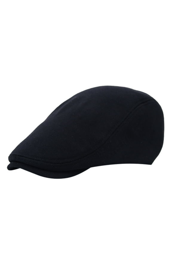 Black Grey Herringbone Newsboy Boy Flat Cap Mens Hat Cozy Black - One Size