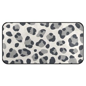 Black Grey Leopard Pattern Kitchen Runner Rug 39x20 in Non Slip Absorbent Cushioned Laundry Bathroom