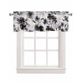 thumbnail image 1 of Black Grey Linen Curtain Valance for Bedroom/Bathroom/Kitchen/Office/Living/Dining Room Windows, Watercolor Ink Painting Aesthetics Floral Rod Pocket Topper Decorative Cafe Drapes Panel 42"x12", 1 of 6