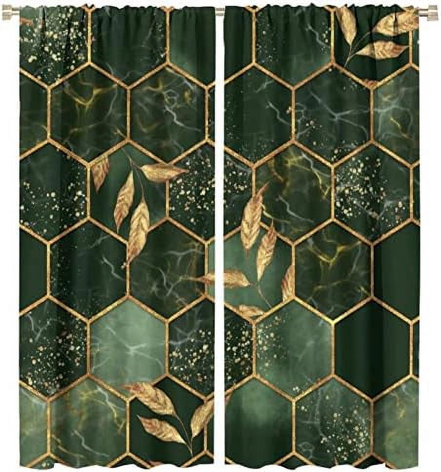 Black Grey Marble Curtains Marble Hexagon Texture Window Treatments for