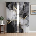 thumbnail image 1 of Black Grey Marble Sheer Curtains 108 Inch Length 2 Panels Set Window Treatments, Modern Gradient Abstract Aesthetic Rod Pocket Semi Curtains for Living Room/Bedroom/Kitchen Décor, 104"W x 108"L, 1 of 7