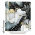 thumbnail image 1 of Black Grey Marble Shower Curtain, 36" x 72", White Golden Abstract Art Waterproof Bathroom Curtain Washable Shower Curtain Set with 12 Hooks, 1 of 6