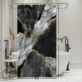 thumbnail image 1 of Black Grey Marble Shower Curtain Abstract Gold Veins Modern Luxury Art Waterproof Fabric Set Perfect for Kids’ or RV Bathrooms Includes Hooks (36"x72), 1 of 1