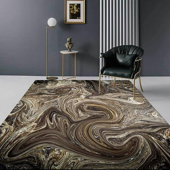 Black Grey Marble Swirl Area Rug, Modern Abstract Decorative Rug, Comfortable Soft And Breathable With Non-Slip Backing Perfect Carpet For Living Room Bedroom Study Dining Room 3 x 4ft