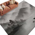 thumbnail image 1 of Black Grey Mountains Area Rug 6x9 Washable Rug Non Slip Vintage Forest Sail Trees Leaves Large Area Rug Soft Stainresistant Indoor Floor Carpet for Living Room Bedroom Home Office Dining Room Nursery, 1 of 9