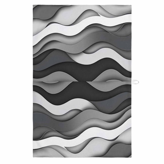 Black Grey Ombre 1 Pack Kitchen Towel, Water Absorbent Dish Towel, Abstract Modern Moire Art Geometric Decorative Hand Towels - Quick Drying Cloth for Cooking Baking, 18x28 Inch