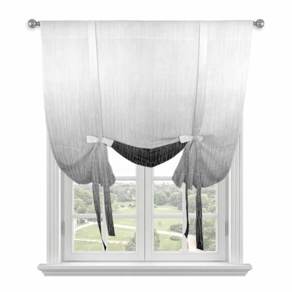Black Grey Ombre Balloon Curtains for Windows, Bedroom Curtains 54 Inch Length, Aesthetics Contemporary Luxury Abstract Art Tie Up Curtains Panels Thermal Insulated Bathroom Curtains Window 42"x54"
