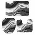 thumbnail image 1 of Black Grey Ombre Bath Mat 3 Piece Bathroom Rug Set, Moire Modern Aesthetics Geometric Abstract Non Slip Bath Rug Contour Mat and Toilet Lid Cover, Absorbent Shower Mats Soft Bath Rugs and Mats Sets, 1 of 8
