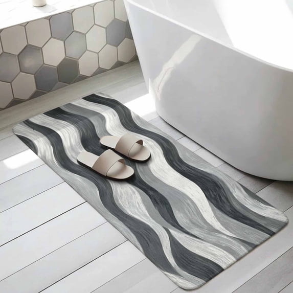 Black Grey Ombre Bathroom Runner Rugs Non Slip Washable Absorbent ...