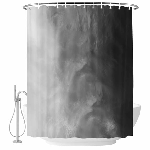 Black Grey Ombre Bathroom Shower Curtains with Hooks, Coastal Beach Modern Abstract Waterproof Fabric Washable Shower Curtain for Home Hotel Bathtub Decor 60x72 Inch
